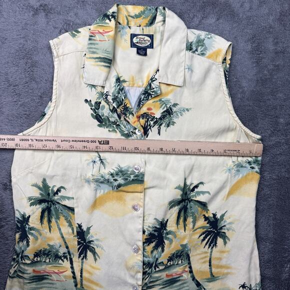 Vintage Tommy Bahama Womens Silk Vest Button Up Shirt Aloha Print Tropical Beach - Picture 4 of 5